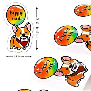 🏷 100 “Happy Mail “Stickers - corgi dog on stickers